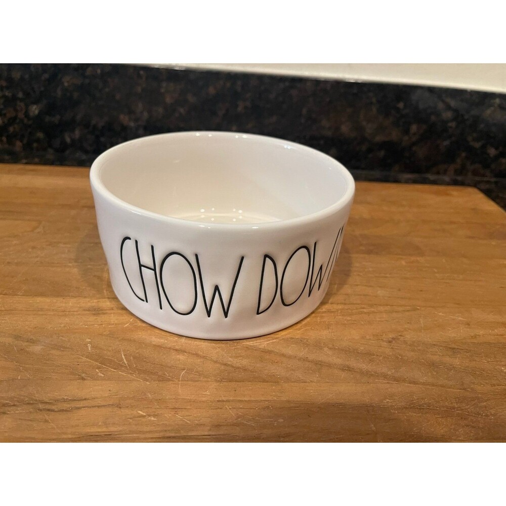 Rae Dunn Artisan “chow down” 6” Dog Ceramic Bowl